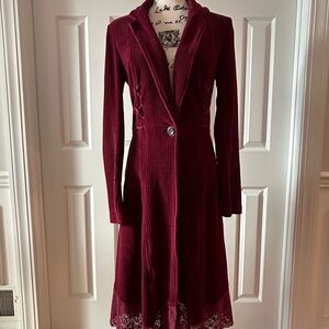 Free People Burgundy Long Coat